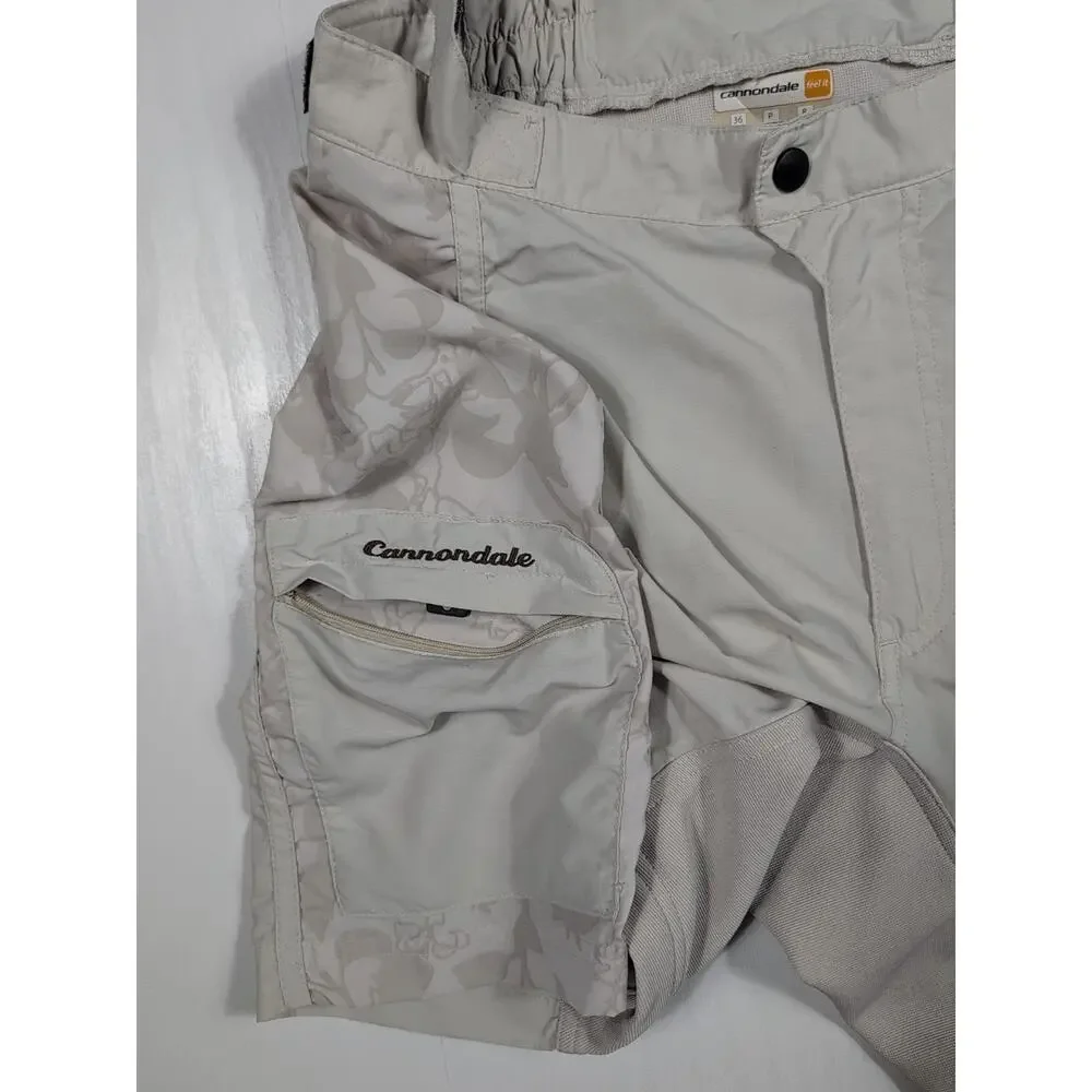 Cannondale Women’s Cycling Shorts Sz 8 Beige Padded Lightweight Activewear